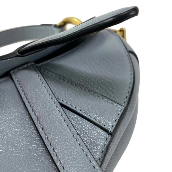 Auth DIOR/ChristianDior Saddle Microbag - Cloud Blue Leather Handbag - Picture 10 of 16